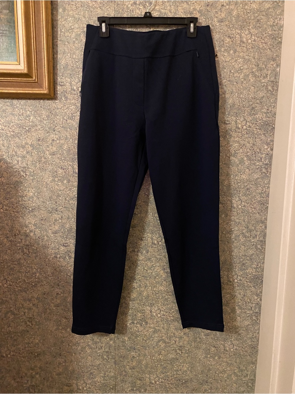 NWOT navy blue Betabrand pull on dressy leggings casual ankle length pants Large
